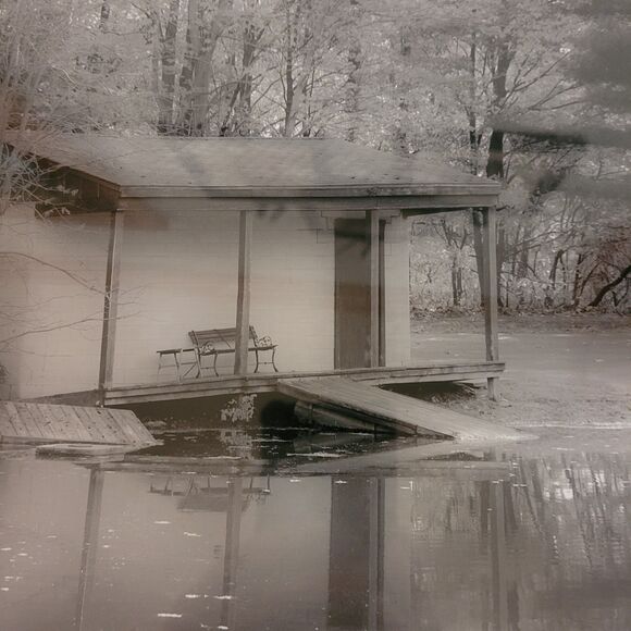 Signed M Wallace Black/white Photo Print Black Matte Cabin/water/outdoors... - Picture 2 of 5